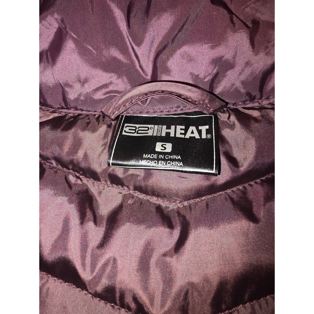 32 Degrees Heat Womens Mixed Media Quilted Puffer Jacket Plum Purple Small - Picture 3 of 7